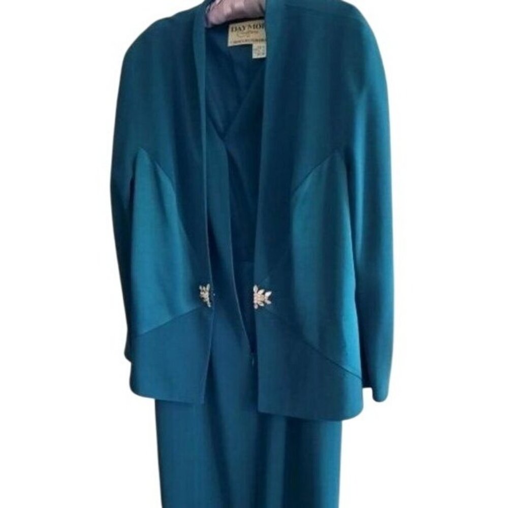 Day Mor Couture by C. Mercedes Ferreira dress & jacket sz 12 embellished stones